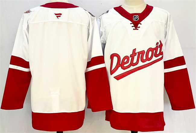 Mens Detroit Red Wings Blank White Red 2024-25 Stitched Jersey